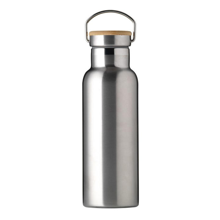 Treat Republic  Silver Insulated 17Oz Drinks Bottle With Bamboo Lid in Size Standard, Sports Direct