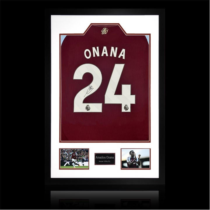 Aston Villa    Amadou Onana Signed  Shirt Premium, Football by The Fan Cave in Size 850mm x 60, Sports Direct