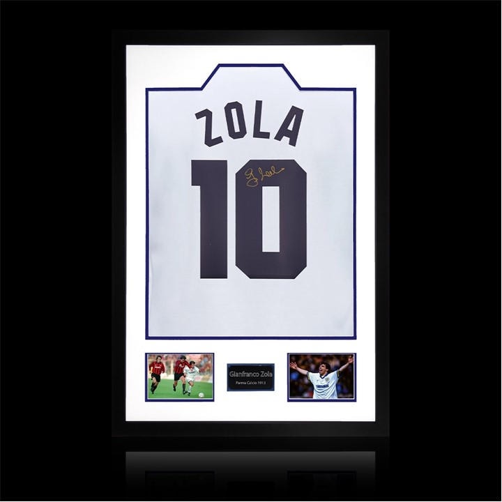 The Fan Cave  White Gianfranco Zola Signed Parma Calcio 1913 Shirt in Size 850mm x 60, Sports Direct