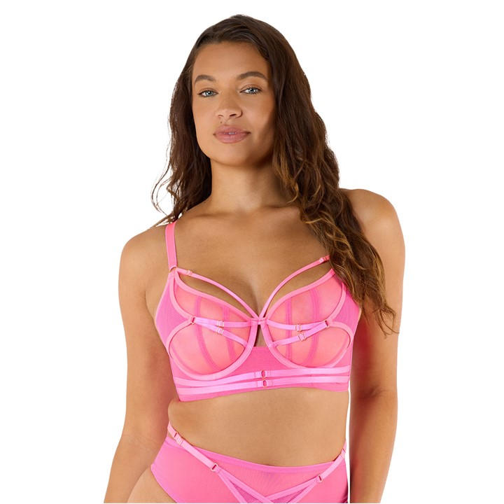 Playful Promises Eddie Neon Crossover Balconette Bra Pink 34G
