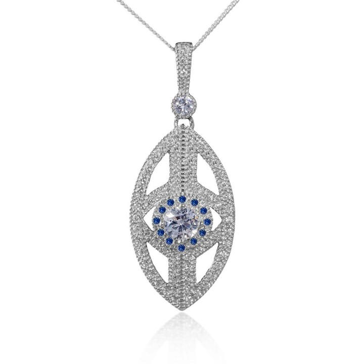 Espree Women's Silver Evile Eye Pendant, Sports Direct