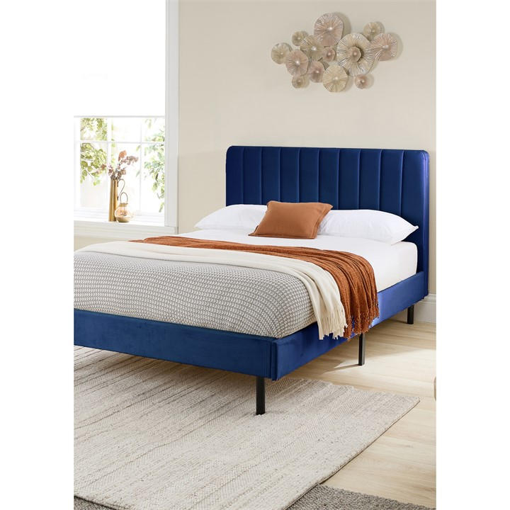 Aspire  Blue Rosella Upholstered Bed in Size Superking, Sports Direct