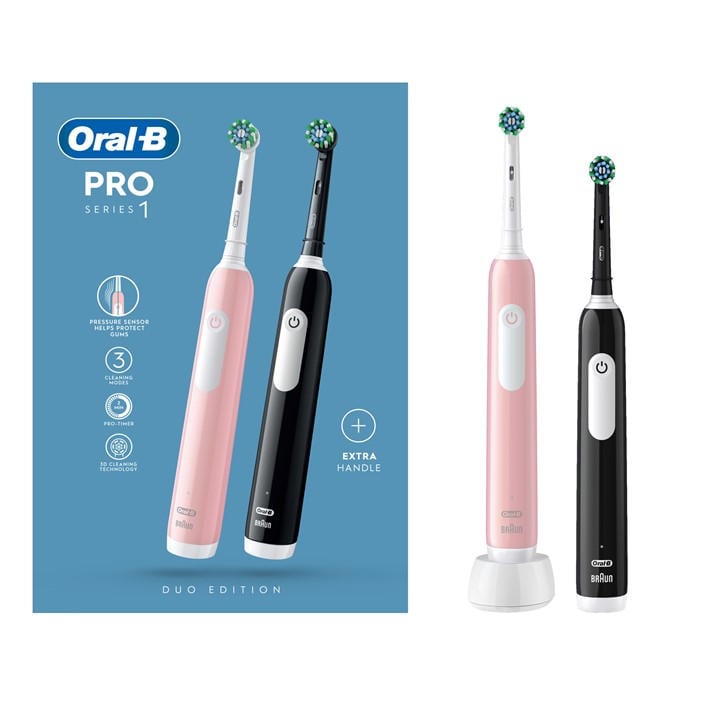 Oral B  Black & Pink Oral-B Pro Series 1 Duo Toothbrushes, Sports Direct