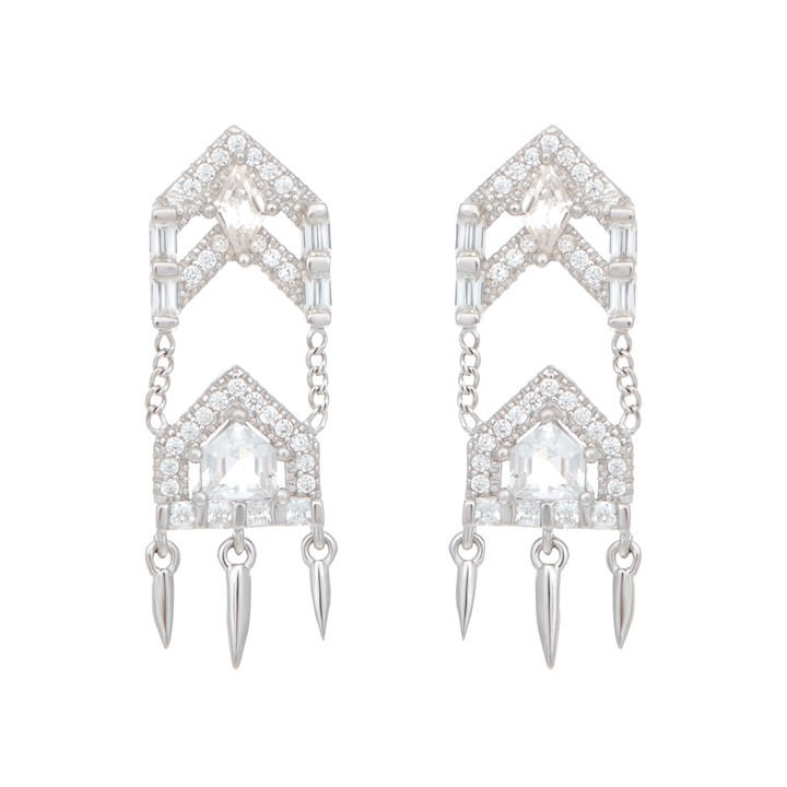 Espree Women's Silver The Cara Earrings, Sports Direct