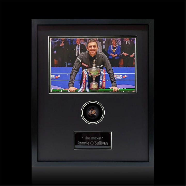 The Fan Cave  Black Ronnie O’sullivan Signed Ball Compact Frame in Size 530x430mm, Sports Direct