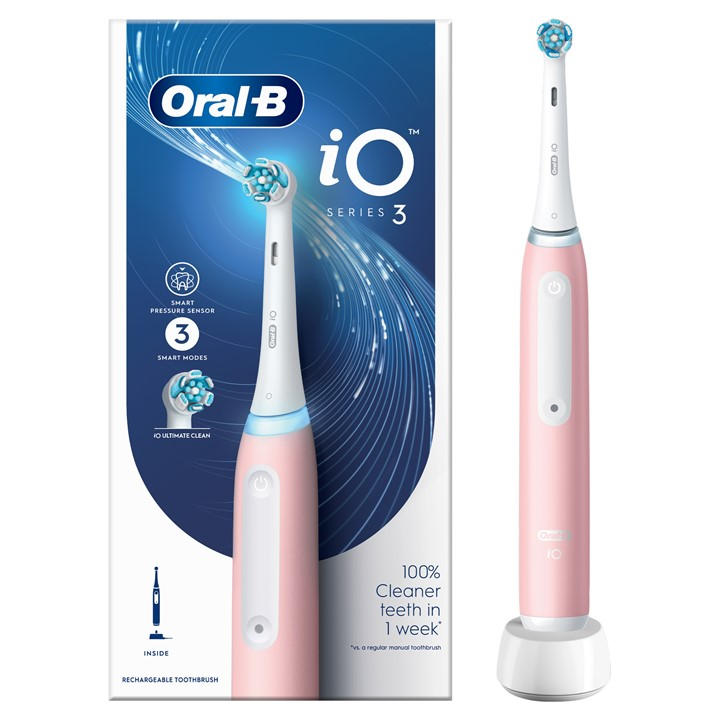 Oral B  Pink Oral-B Io3 Blush Ultimate Clean Toothbrush, Sports Direct