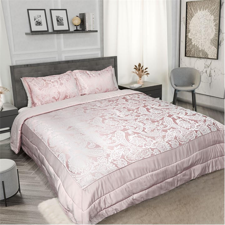 Emma Barclay  Pink Bedspread Set Jacquard Quilted Duchess in Size King, Sports Direct