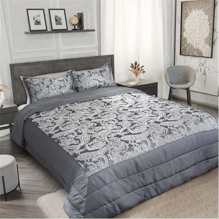 Emma Barclay  Silver Bedspread Set Jacquard Quilted Duchess in Size King, Sports Direct