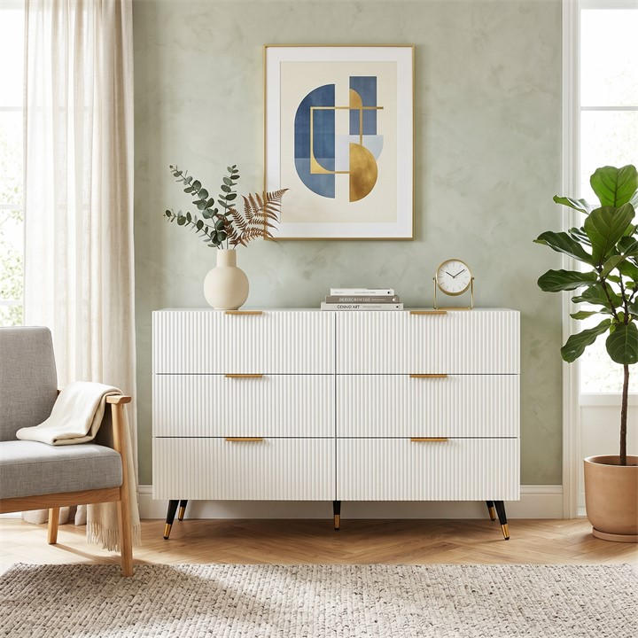 Urban Meuble  White Modern Chest With Gold Accents, Sports Direct