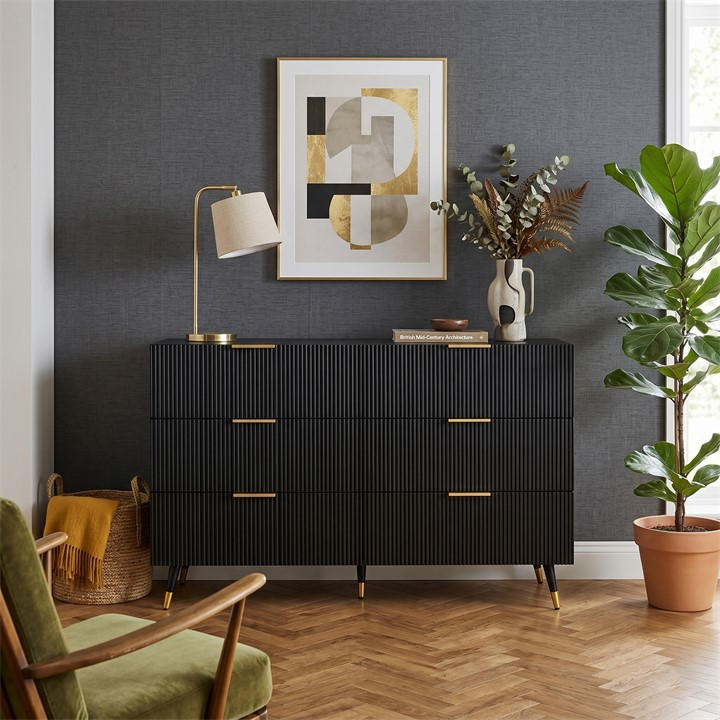 Urban Meuble  Black Modern Chest With Gold Accents, Sports Direct