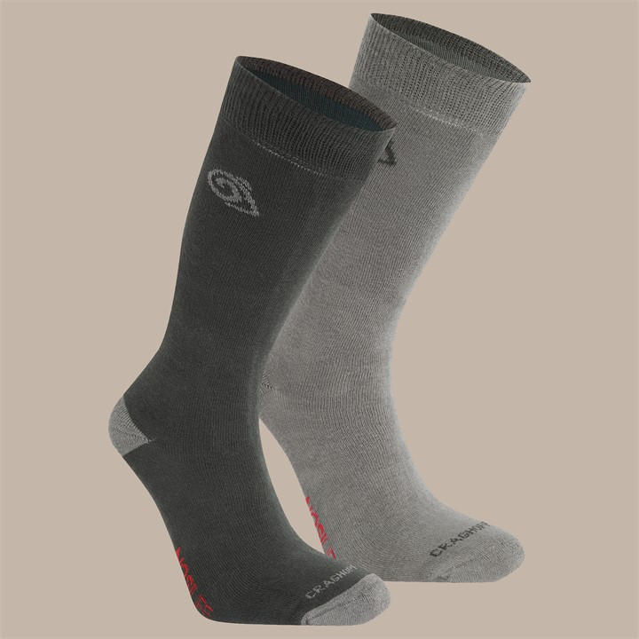 Craghoppers  Blkpep/Midgy Nosi Life Twin Pack Socks in Size 7 - 11, Sports Direct