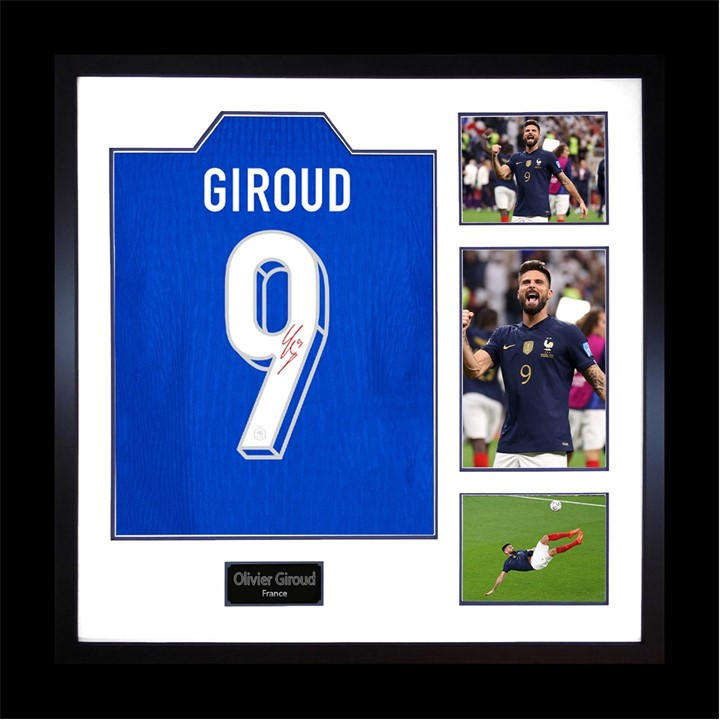 France    Olivier Giroud Signed  Shirt Elite Frame, Football by The Fan Cave in Size 820x820mm, Sports Direct