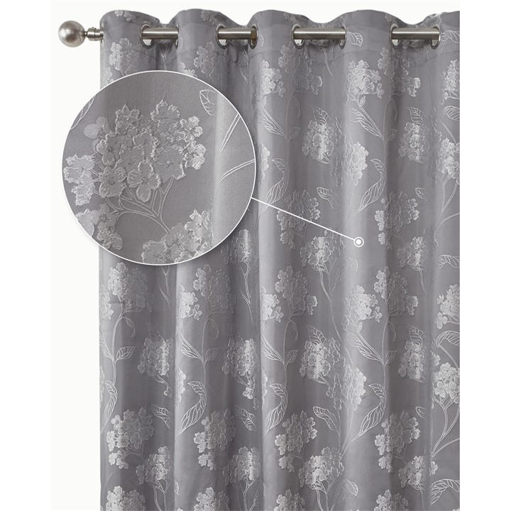 Emma Barclay  Silver Lined Jacquard Curtains Eyelet Blossom in Size 45x54, Sports Direct