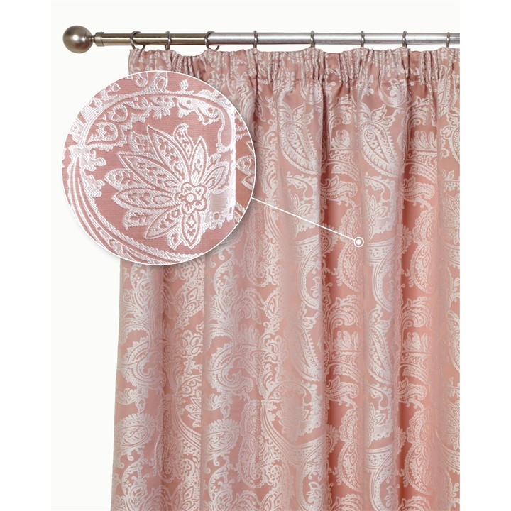 Emma Barclay  Pink Jacquard Pencil Pleat Curtains Duchess in Size 45x54, Sports Direct