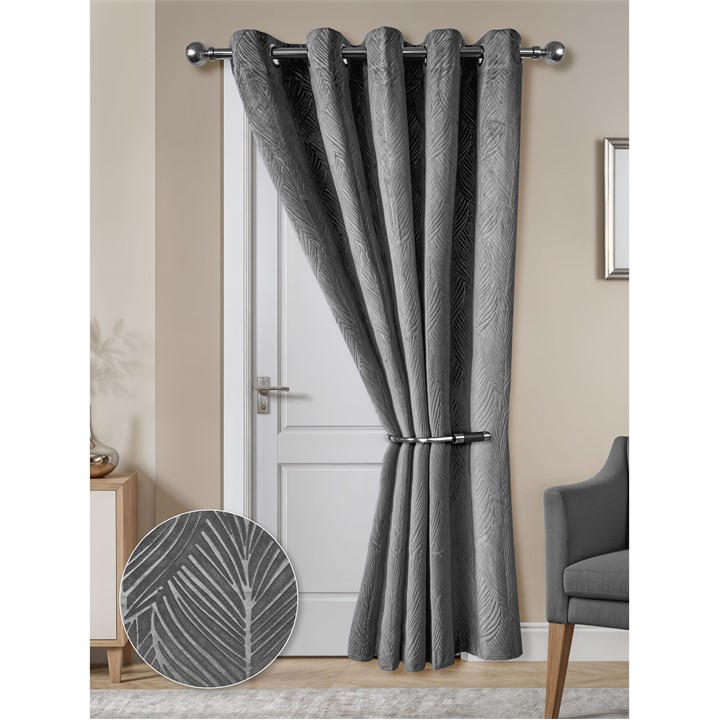 Emma Barclay  Grey Eyelet Door Curtain Thermal Blackout Twilight in Size 168x213cm, Sports Direct