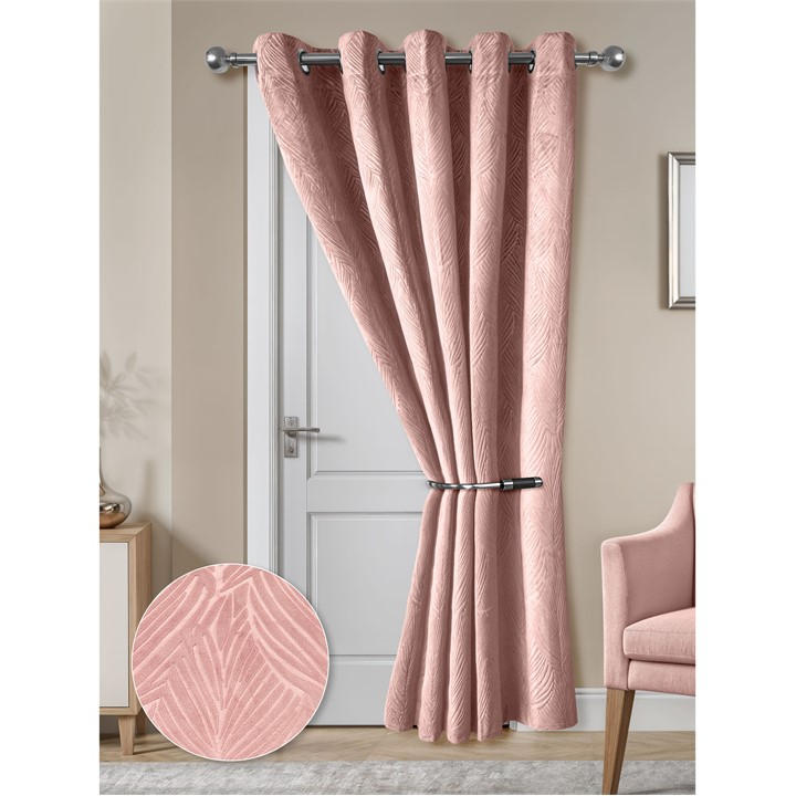 Emma Barclay  Pink Eyelet Door Curtain Thermal Blackout Twilight in Size 117x213cm, Sports Direct