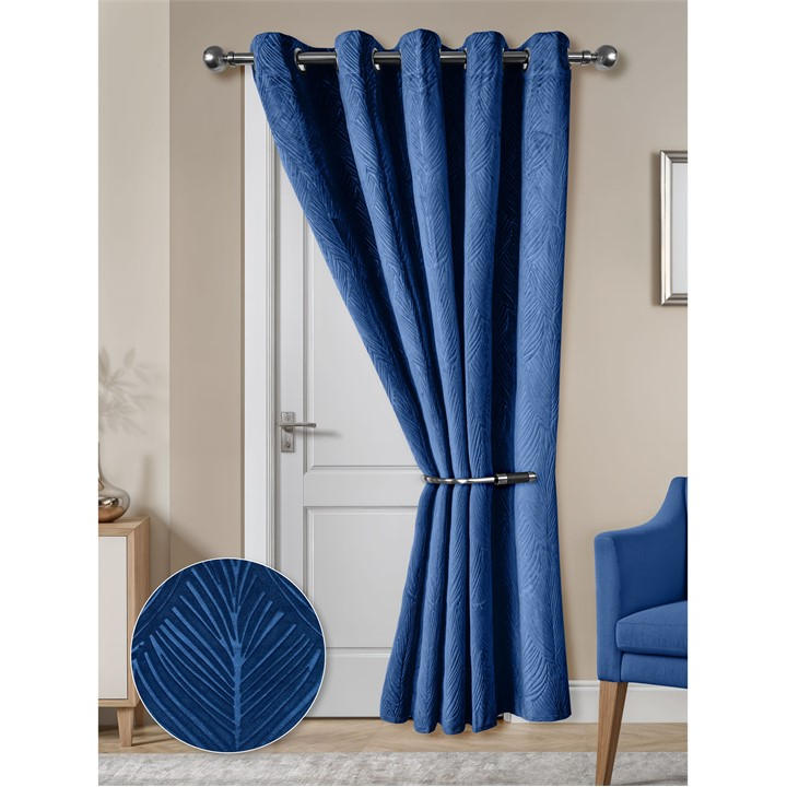 Emma Barclay  Blue Eyelet Door Curtain Thermal Blackout Twilight in Size 168x213cm, Sports Direct