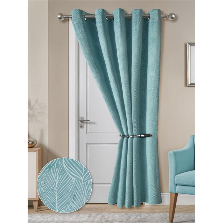 Emma Barclay  Blue Eyelet Door Curtain Thermal Blackout Twilight in Size 117x213cm, Sports Direct