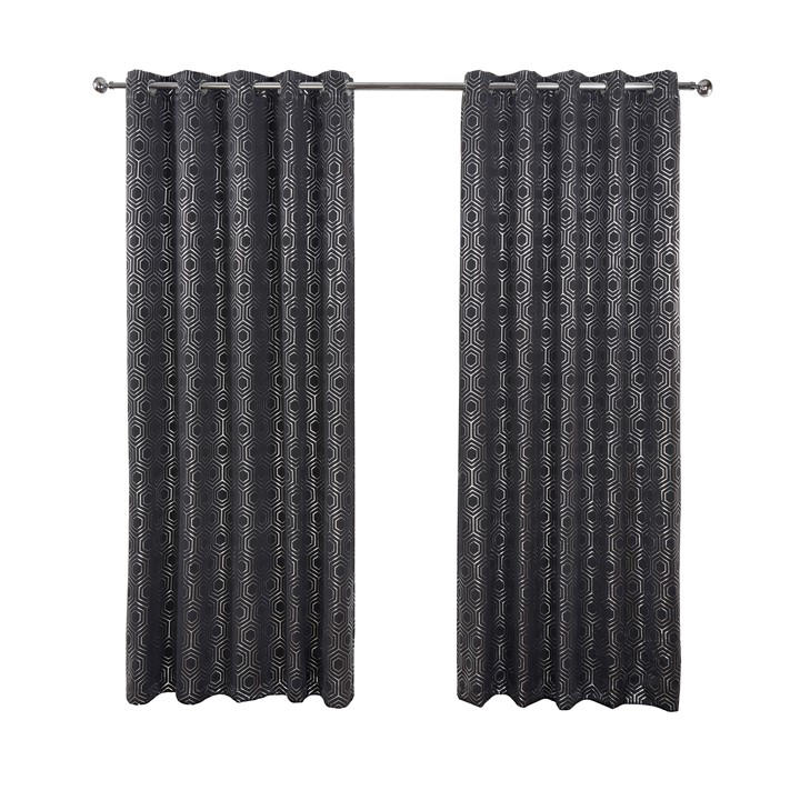 Emma Barclay  Grey Thermal Blackout Curtains Geo Eyelet Hartford in Size 90x90 Inch, Sports Direct