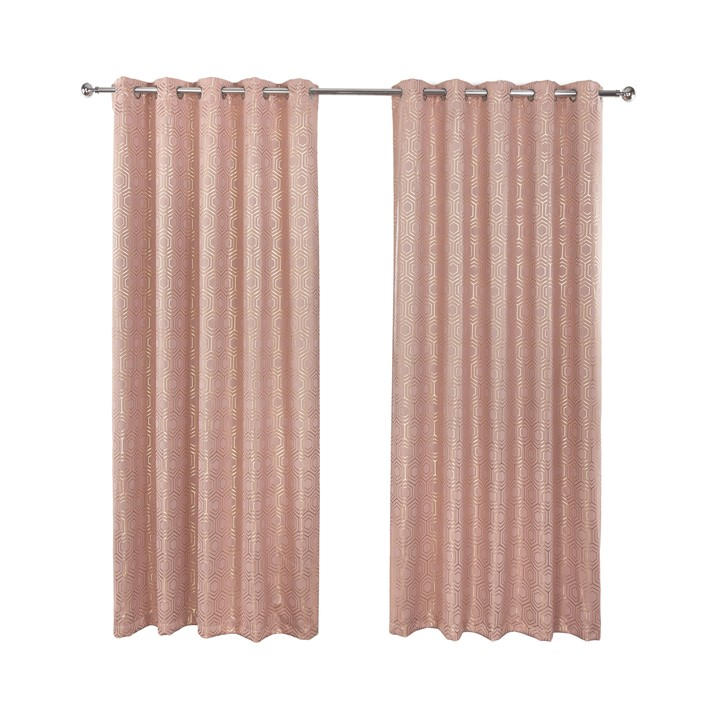 Emma Barclay  Pink Thermal Blackout Curtains Geo Eyelet Hartford in Size 90x90 Inch, Sports Direct