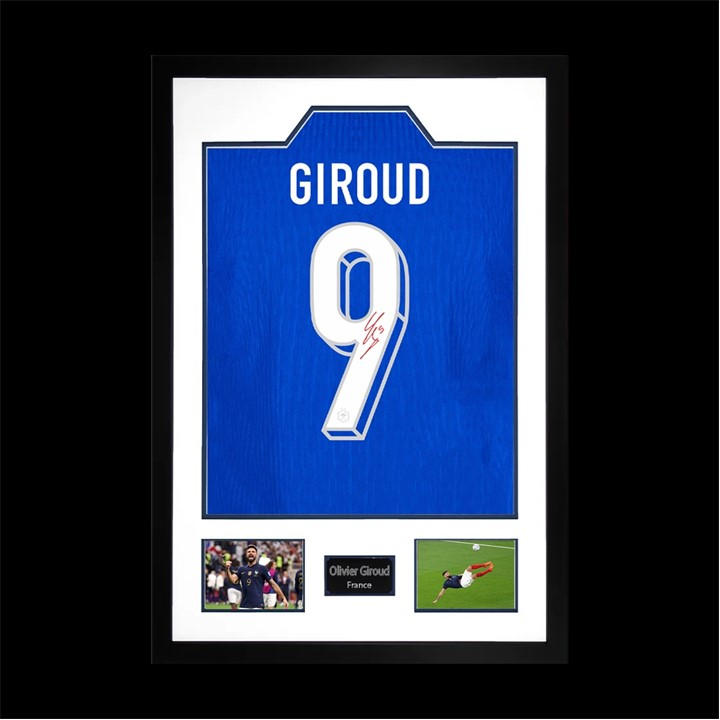 France    Olivier Giroud Signed  Shirt Premium Frame, Football by The Fan Cave in Size 850x600mm, Sports Direct
