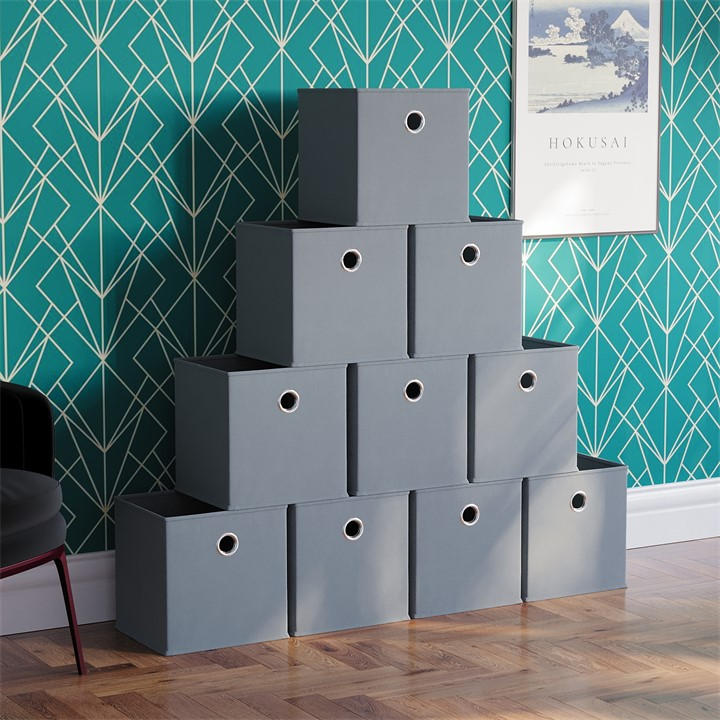 Lassic  Grey Vida Designs Durham Cube Storage Basket Set Of 10, Sports Direct