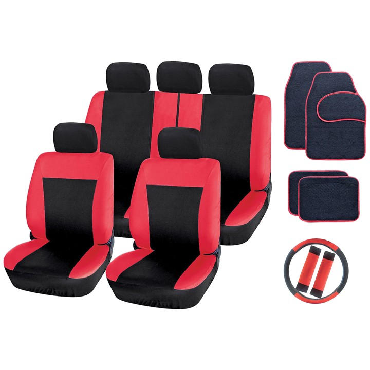 Streetwize   19-Piece Red & Black Interior Car Set, Sports Direct