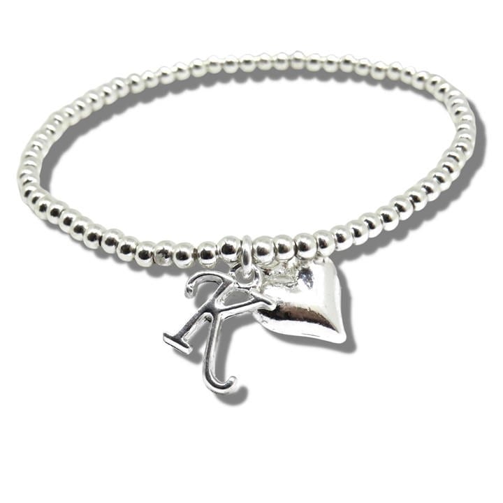 Scotland  Women's  Initial & Heart Charm Beaded Bracelet, Football by Aye Do Gifts, Sports Direct