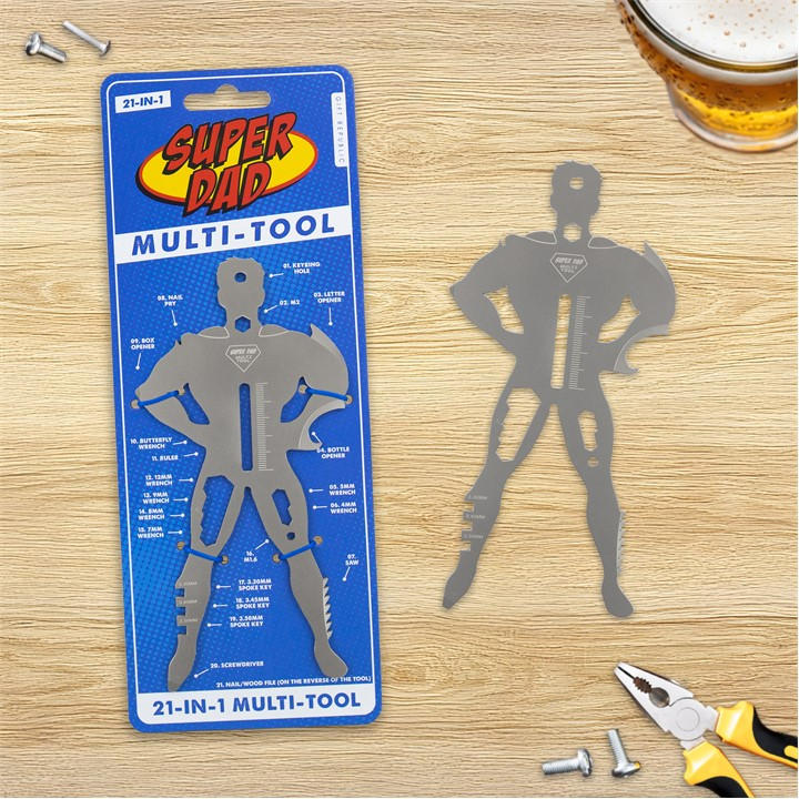 Gift Republic Men's None Super Dad -Tool – 21-In-1 Superhero Gadget, Sports Direct