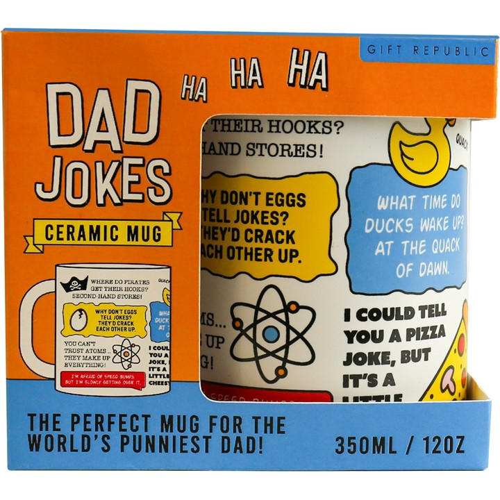 Gift Republic Men's  Dad Jokes Ceramic Mug, Sports Direct