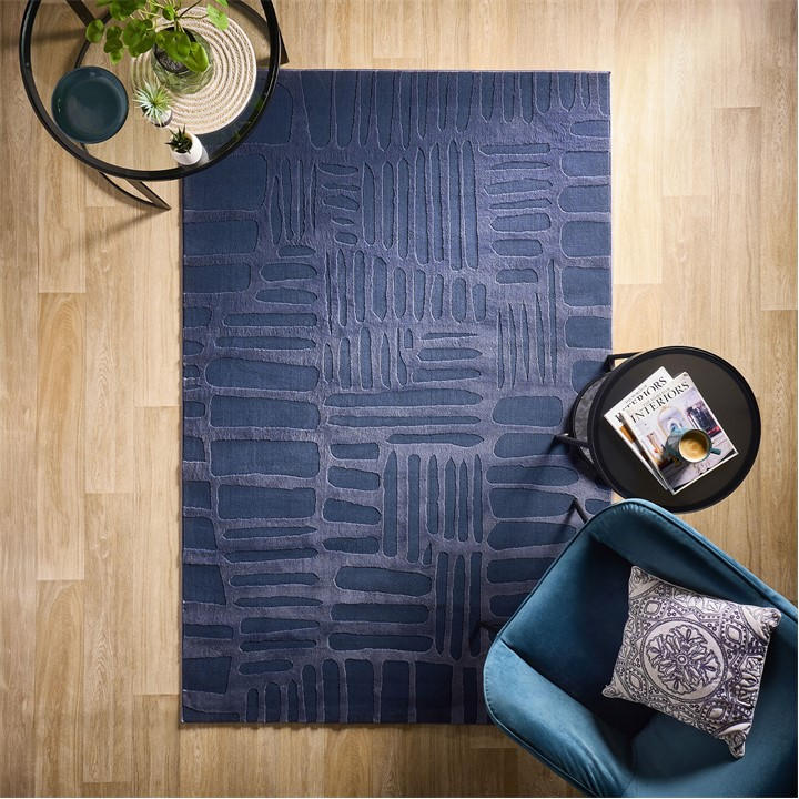 Origin Rugs  Blue Pathway Rug in Size 120x170cm, Sports Direct
