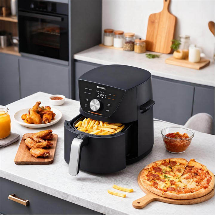 Toshiba  Black 5.2L Air Fryer With Touch Screen, Sports Direct