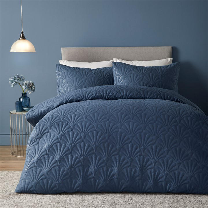 Serene Home  Blue Cavali Pinsonic Patterned Duvet Cover - Dark in Size Superking, Sports Direct