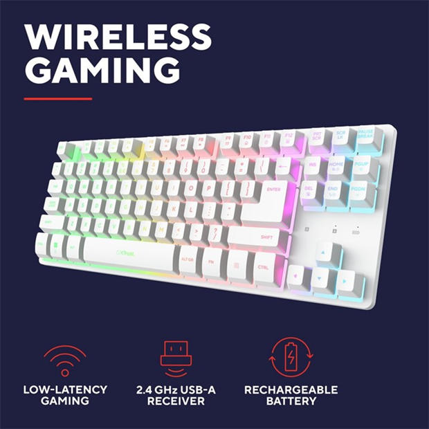 White - Trust - Trust GXT 831W Thado TKL Wireless Keyboard White