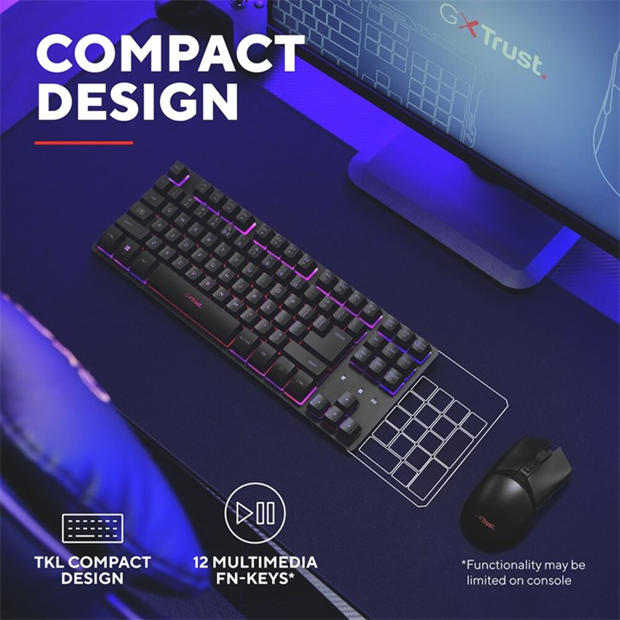 Black - Trust - Trust GXT 831 Thado TKL Wireless Keyboard Black