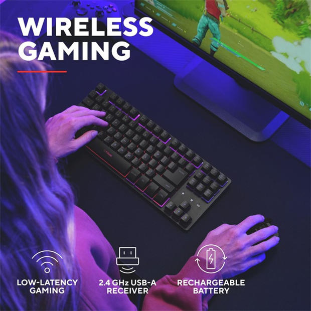 Black - Trust - Trust GXT 831 Thado TKL Wireless Keyboard Black