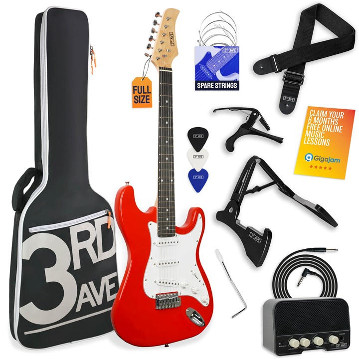 3Rd Avenue  Red Full Size Electric Guitar Pack With Amp in Size 60cm, Sports Direct
