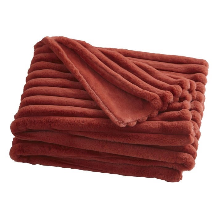 Appletree  Brown Morritz Soft Reversible Bedspread Throw - Terracot in Size 130x180cm, Sports Direct
