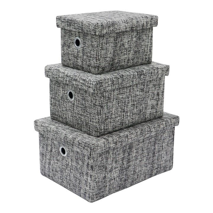 Jvl  Grey Urban Set Of 3 Lidded Rectangular Storage Boxes, Sports Direct