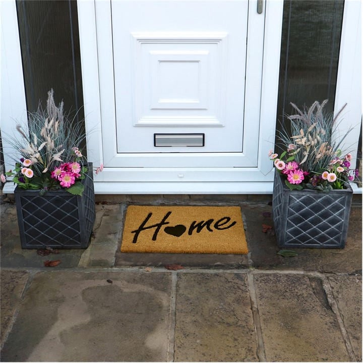 Jvl  Black Home Embossed Rubber Coir Doormat With Pvc Backing in Size 40x60cm, Sports Direct