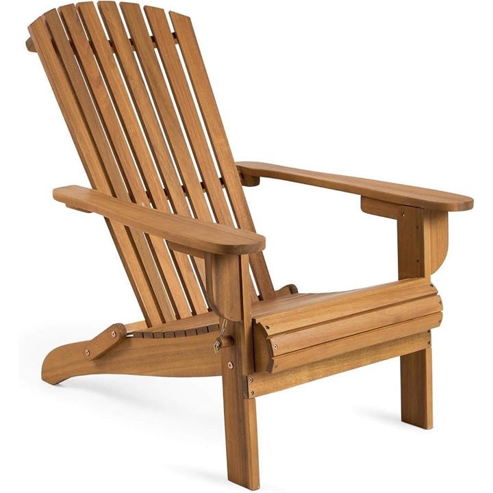 Vonhaus  Brown Hudson Folding Adirondack Chair, Sports Direct