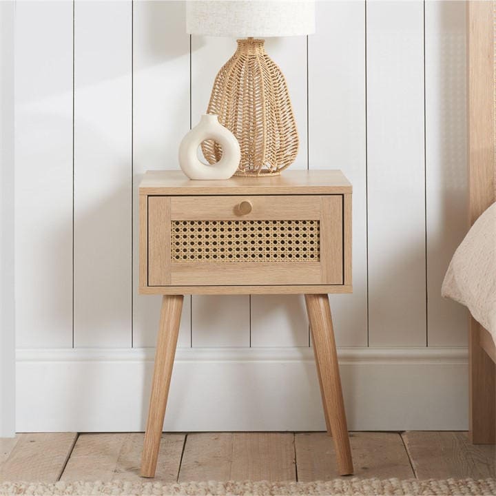 Birlea  Nude Croxley 1 Drawer Rattan Bedside, Sports Direct