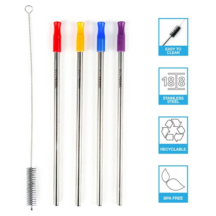 Ecovessel  Silver Straw Set, Sports Direct
