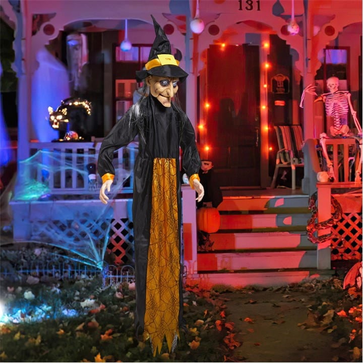 Life Ideas  Yellow,Black Halloween Sound Control Glowing Hanging Witch, Sports Direct