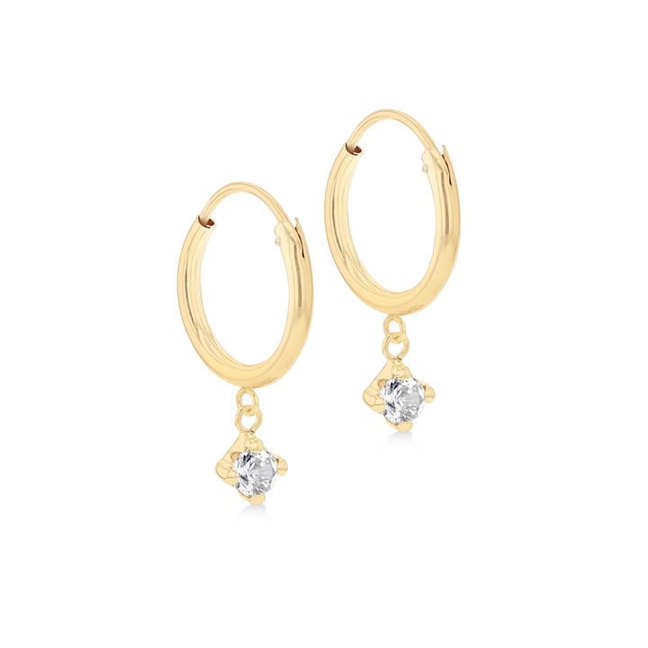 Be You Women's Gold 9Ct Cz Endless Hoop Drop Earrings, Sports Direct