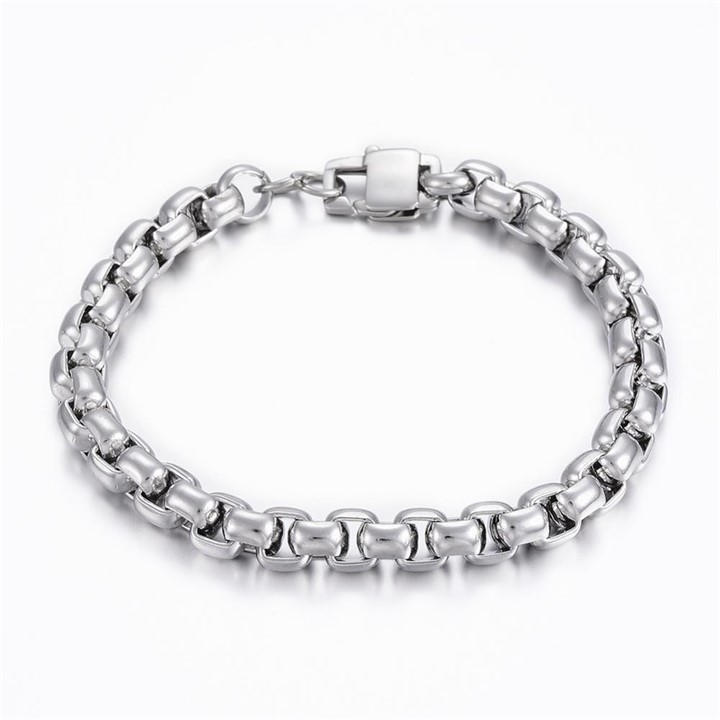 Aye Do Gifts Men's Silver Box Chain Bracelet 2322-Np, Sports Direct