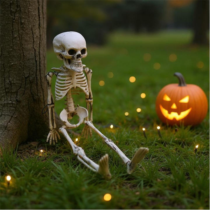 Life Ideas  Distressed White Realistic Posable Hanging Skeleton For Halloween in Size 40cm, Sports Direct
