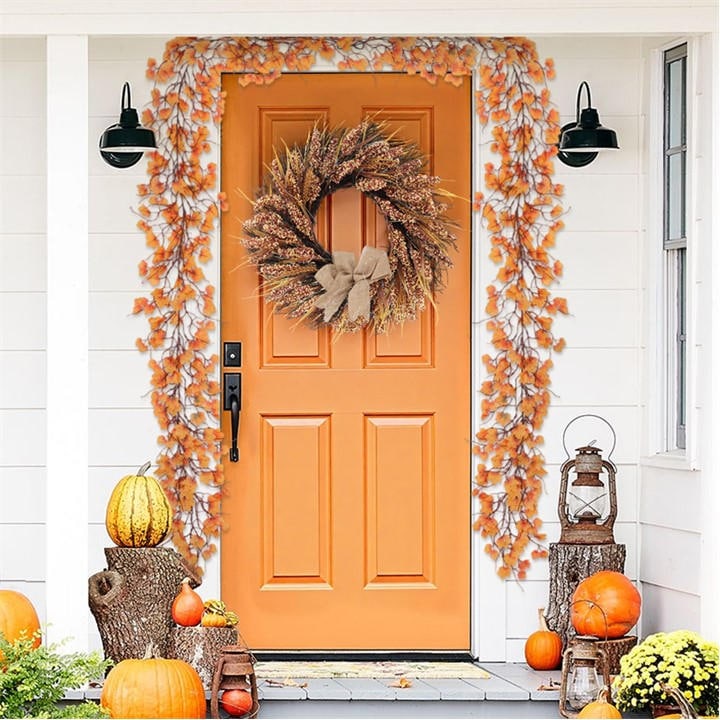 Life Ideas  Orange Autumn Artificial Maple Leaf Garland, Sports Direct