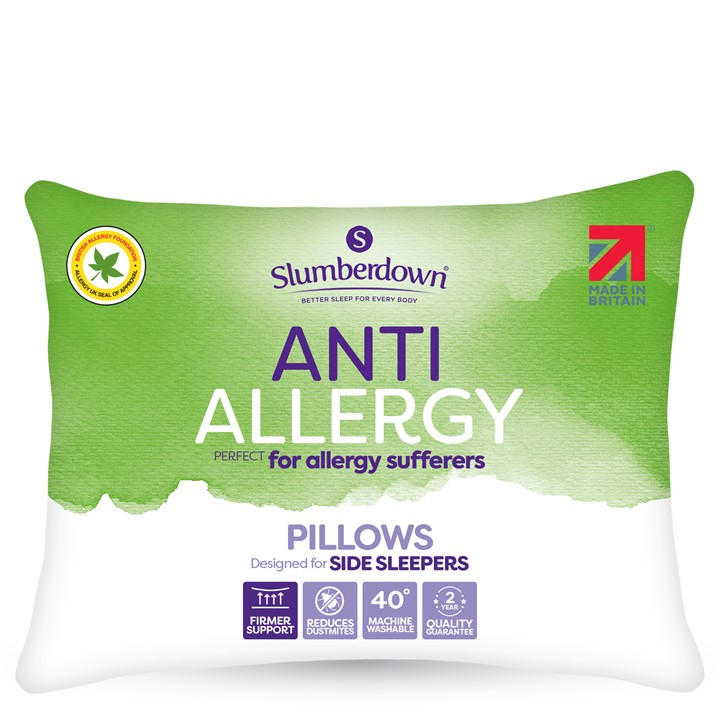 Slumberdown  White Anti Allergy Firm Support Pillow in Size 6 Soft, Sports Direct