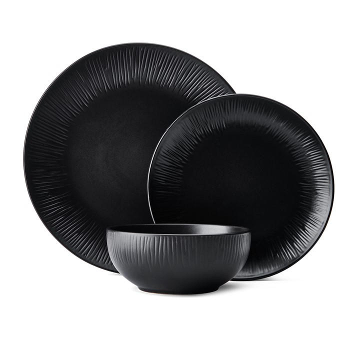 B&Q - Jardin Black Stoneware 12Pc Dinner Set Dishwasher Safe Gift Boxed - Image 4